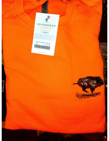 Sweat Col Rond Orange Brodé Sanglier...
