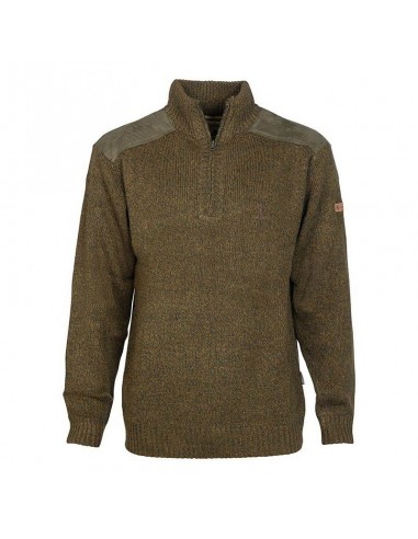 Pull Chasse Brodé Col Cheminée Kaki S...